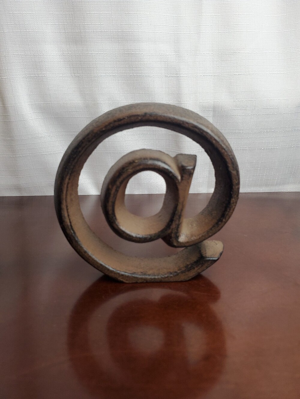 Rustic Cast Iron AT @ Symbol Paper Weight Or Shelf Sitter Approximately 4.5"